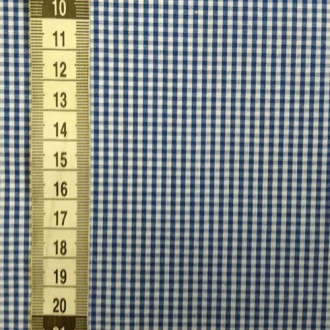 Blauwe miniruitjes stof 100% katoen 150cm breed