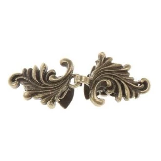 Brons barok veer haak en oog vestklemmen