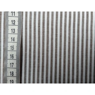 Stof met bruine strepen 100% katoen 150cm breed