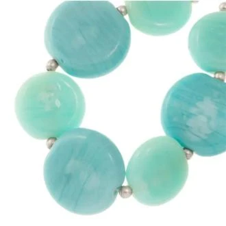 Glaskralen 25 x 6.5 mm Pool Blue van DREAMBEADS CE1841