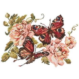 Borduurpakket PEONIES AND BUTTERFLIES van STITCHCOMPANY ci-042-006