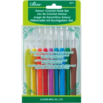 Ergonomische haaknaalden set Amour met 9 naalden 2mm-6mm van CLOVER PN-0150678