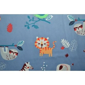 Wilde dieren blauwe katoenen stof WOUTERS 7615-09-01