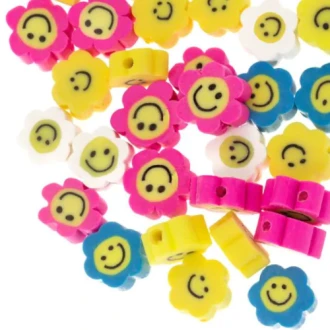 Kralenmix Bloem Smiley 10x4,5mm 50 stuks van DB i021