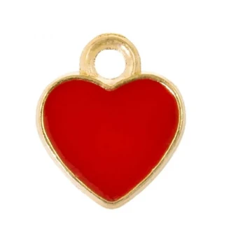 Enamel hartje bedel rood 12 x 10 x 2 mm van DB M015
