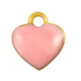 Enamel hartje bedel roze 10 x 9 x 2 mm van DB M1019
