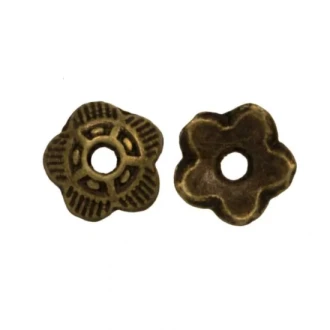 Kralenkapje bloem 6 x 1,5 mm brons 25 stuks van DB P846