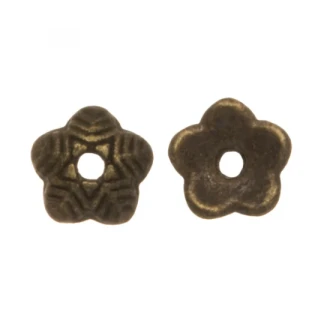 Kralenkapje bloem met streepjes 6 x 1,5 mm brons 25 stuks van DB P876