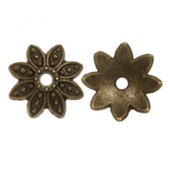 Kralenkapje bloem met stipjes 9 x 2mm brons 25 stuks van DB P877