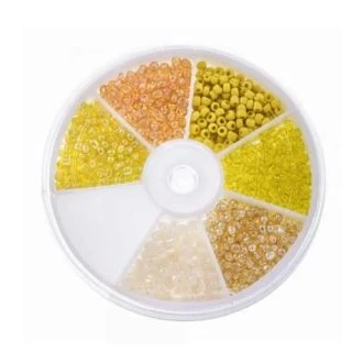 Kralendoos Rocailles Glaskralen Yellow (3 mm) Mix Color van DB T413