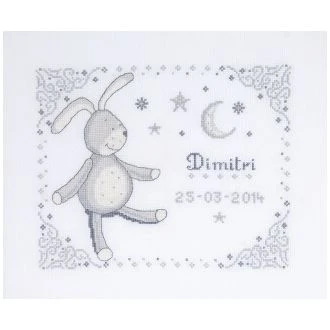 Borduurpakket geboortetegel konijn van DMC 074.BK1417