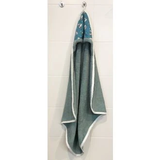 Badcape 80 x 80 cm donker mint met print van N'STUDIO