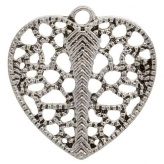 Hartje bedel antiek zilver 26x24mm van DREAMBEADS M1072