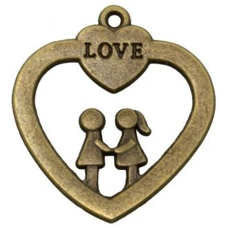 Liefdespaar bedel brons 30x32mm van DREAMBEADS M488