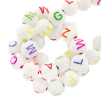 Letterkralen 7 x 8 mm wit / mixcolor 200stuks van DB i229
