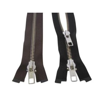Dubbel deelbare rits zilver metaal 90cm YKK