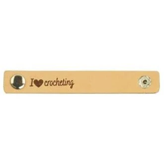 Leren labels met drukknoop I Love Crocheting 10,5 x 1 cm 2 stuks van DURABLE 020.1199
