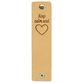 Leren labels met drukknoop Keep Calm and Love 12x3cm 2 stuks van DURABLE 020.1208