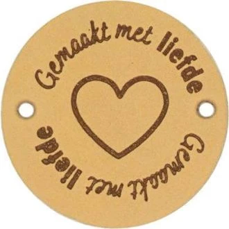 Leren labels Gemaakt met Liefde 3,5cm 2 stuks van DURABLE 020.1234