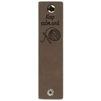 Leren labels met drukknoop Keep Calm and Crochet 12x3cm 2 stuks van DURABLE 020.1206
