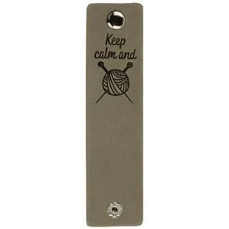 Leren labels met drukknoop Keep Calm and Knit 12x3cm 2 stuks van DURABLE 020.1207