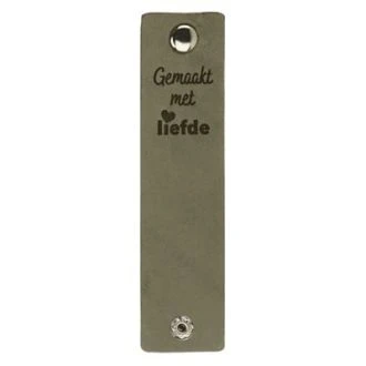 Leren labels met drukknoop Gemaakt met liefde 12x3cm 2 stuks van DURABLE 020.1215