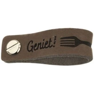 Leren Labels met drukknoop Geniet! 12x1,5cm 2 stuks van DURABLE 020.1221