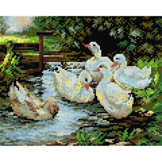 Eenden kruissteek bedrukt borduur gobelin 24 x 30cm van ORCHIDEA 089.2111H