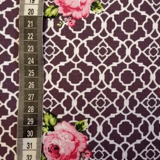 Paarse oriental rozen stof 100% katoen van Collectie Fenton House van GUTERMANN