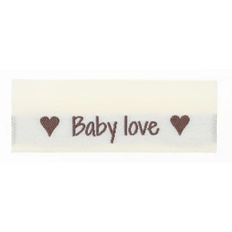 Dubbelgevouwen geweven label Baby Love naaibaar van GO HANDMADE 16109