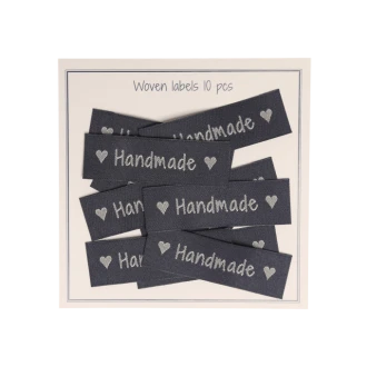 Geweven Handmade labels donkergrijs 50x15mm naaibaar van GO HANDMADE 16148