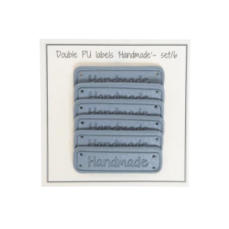 Leren Handmade labels 50x15mm blauw 6x van GO HANDMADE 11083