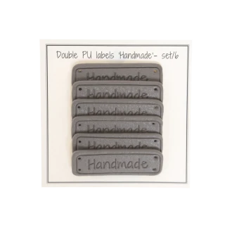 Leren Handmade labels 50x15mm grijs 6x van GO HANDMADE 11089
