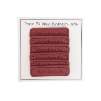 Leren Handmade labels 50x15mm rood 6x van GO HANDMADE 11088