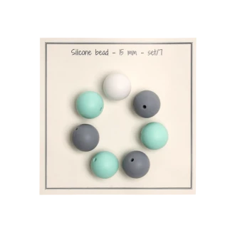 Siliconen kralen mint grijs wit 18mm van GO HANDMADE 19017