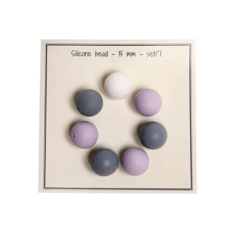 Siliconen kralen wit lavendel grijs 15mm van GO HANDMADE 19016
