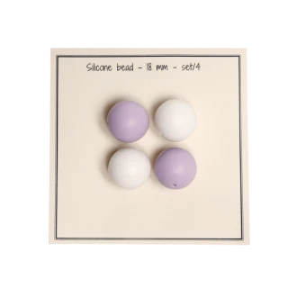 Siliconen kralen lavendel wit 18mm van GO HANDMADE 19024