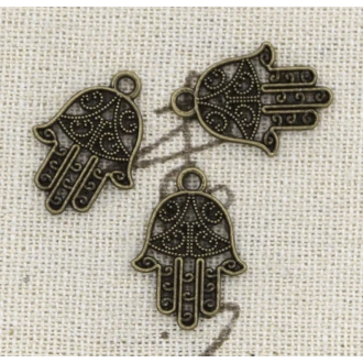 Hamsa Palm Bescherming 20X15 mm bedel antic brons