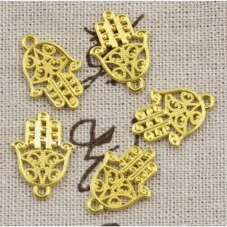 Hamsa Palm Bescherming 20X15 mm bedel goudkleurig