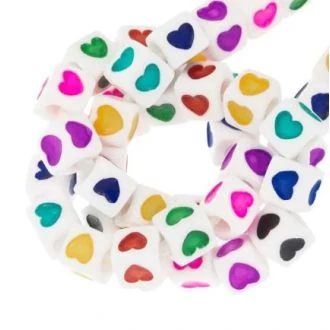 Letterkralen Hartjes (7 x 7 mm) White-Mix Color (100 stuks) van DB I239