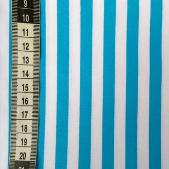 Helderblauwe streepjes stof 100% katoen 150cm breed