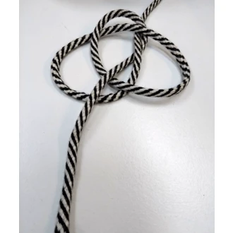 Plat geweven veter koord zwart wit 6mm van RESTYLE 019.152