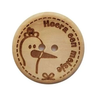 Houten knopen Hoera een meisje 30mm 2 stk van DURABLE 020.1132