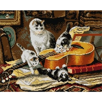 Kittens poezen kruissteek bedrukt borduur gobelin 40 x 50cm van ORCHIDEA 089.1903M