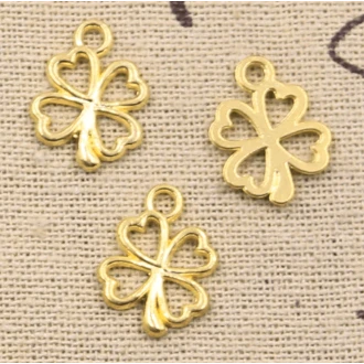 Klavertje vier 17X14mm bedel goudkleurig