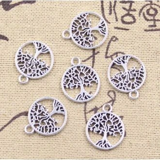 Levensboom bedeltje 15mm zilver