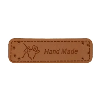 Leren Handmade label hand&draad 50x10mm