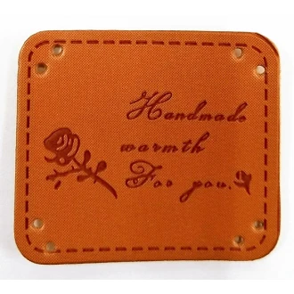 Leren Handmade warmth for you met roos label 39x34mm