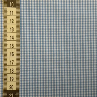 Lichtblauwe miniruitjes stof 100% katoen 150cm breed