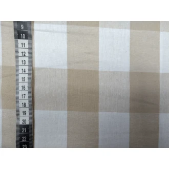 Lichtbruine stof met grote ruit 100% katoen 145cm breed